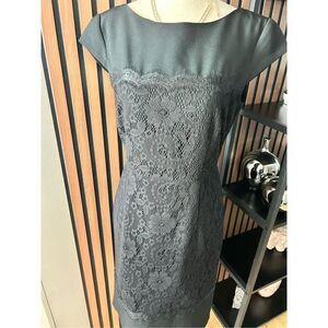 Andrianna Papell black dress work dress wedding guest classy size 8